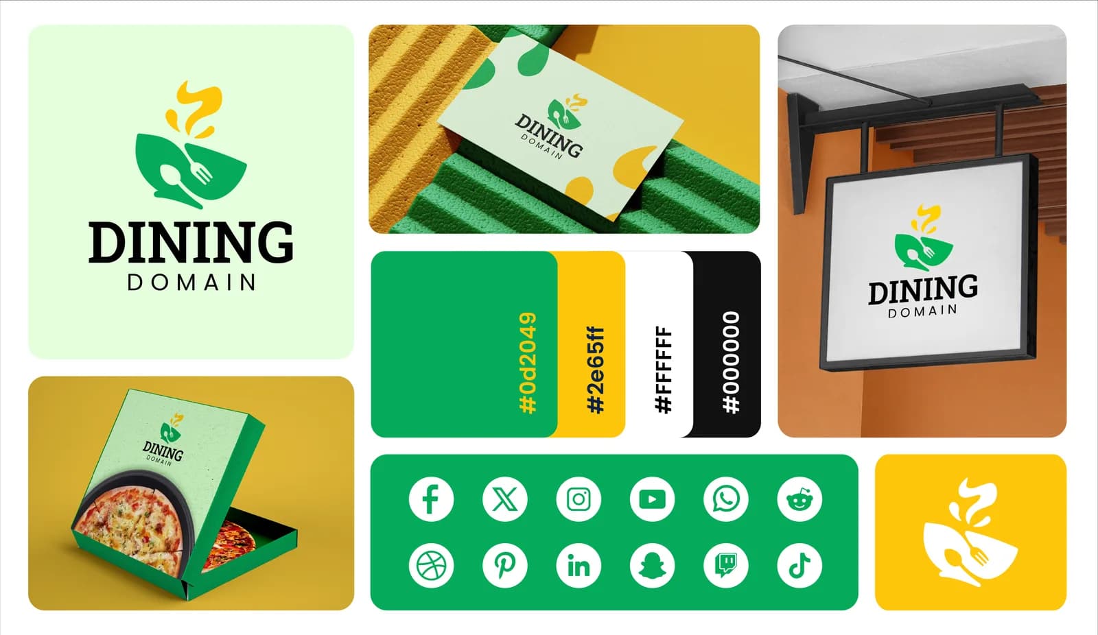 Dining Domain logo and brand identity presentation