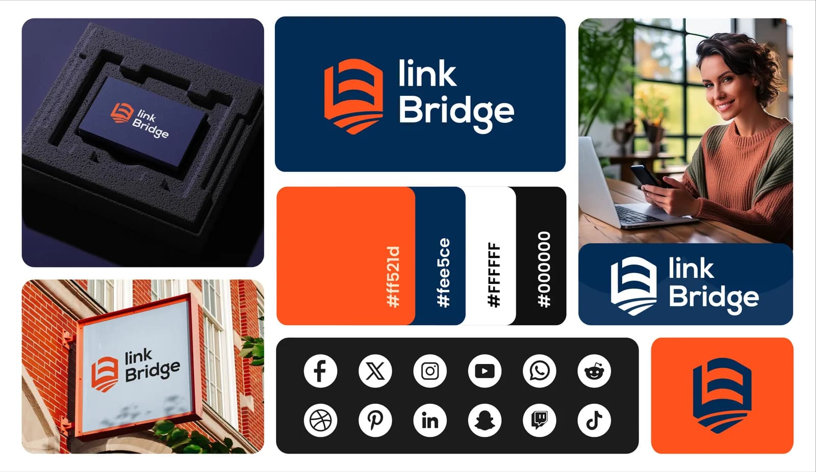LinkBridge logo and brand identity presentation
