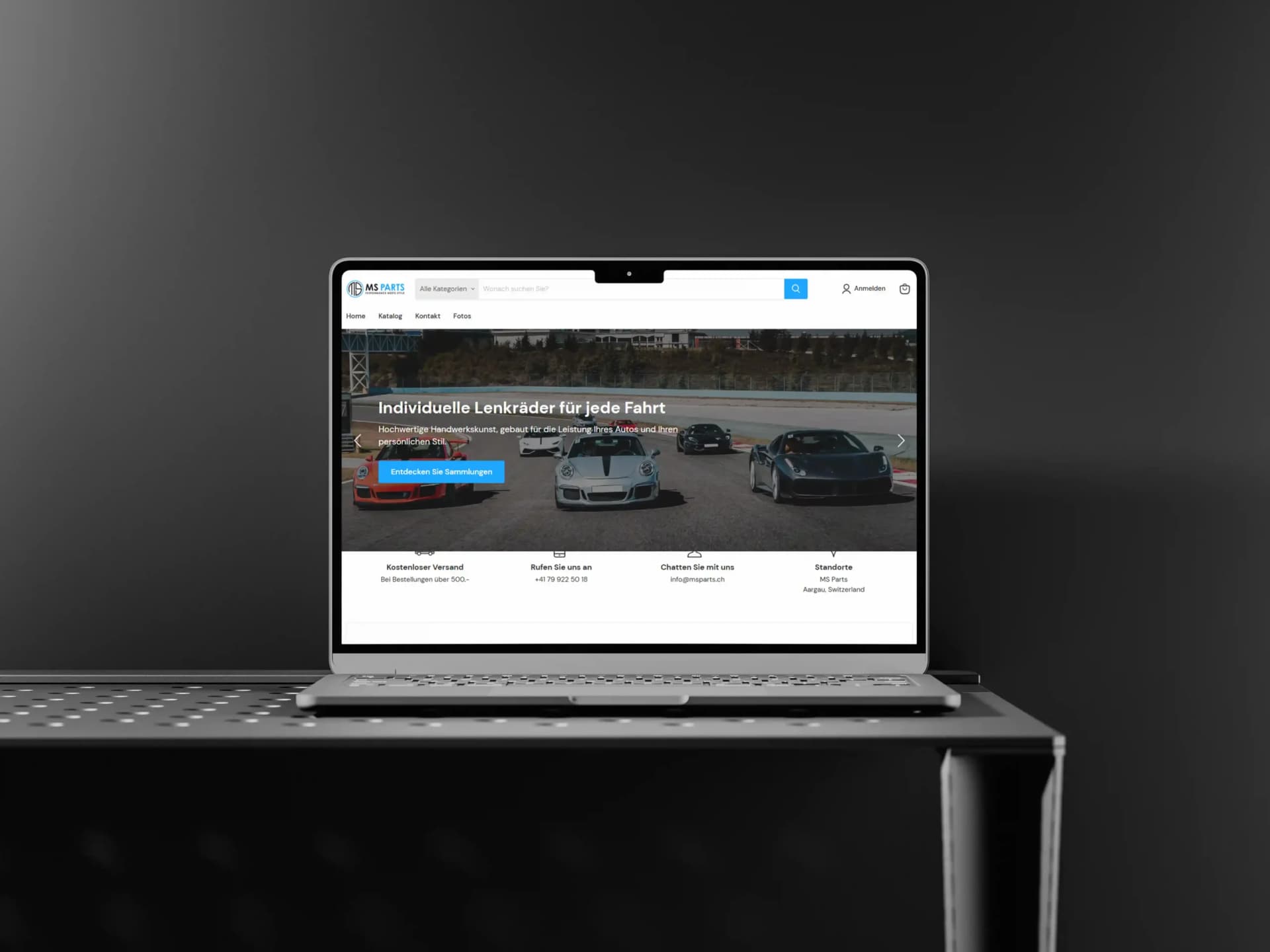 MS Parts automotive catalogue website displayed on a laptop