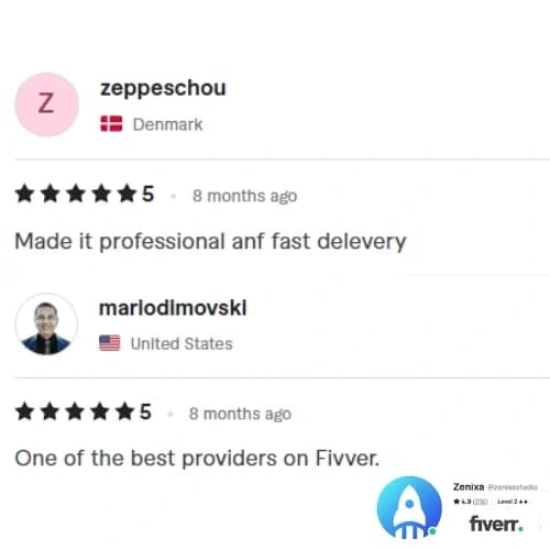 Verified Fiverr client review 5