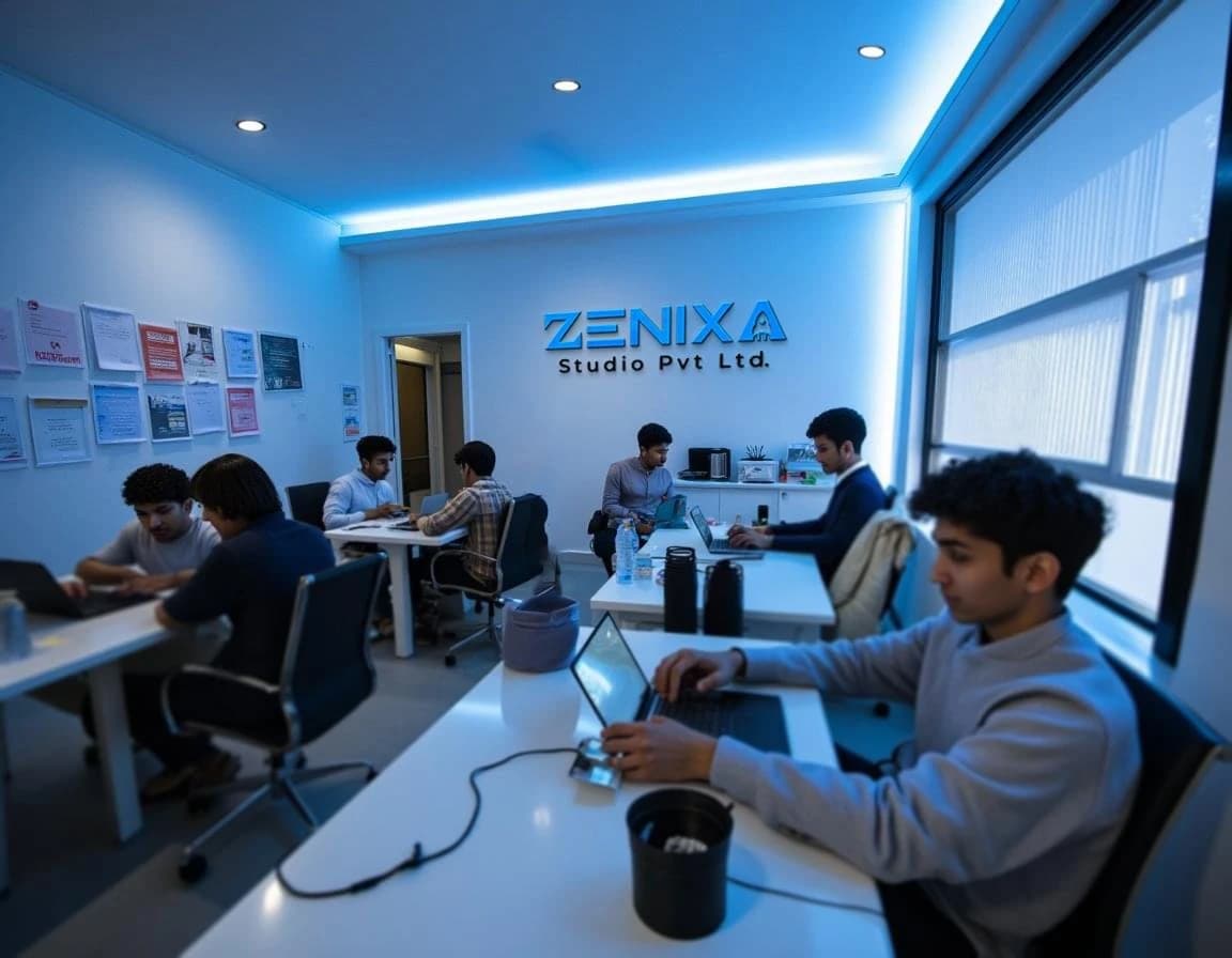 Zenixa Studio team working in the office