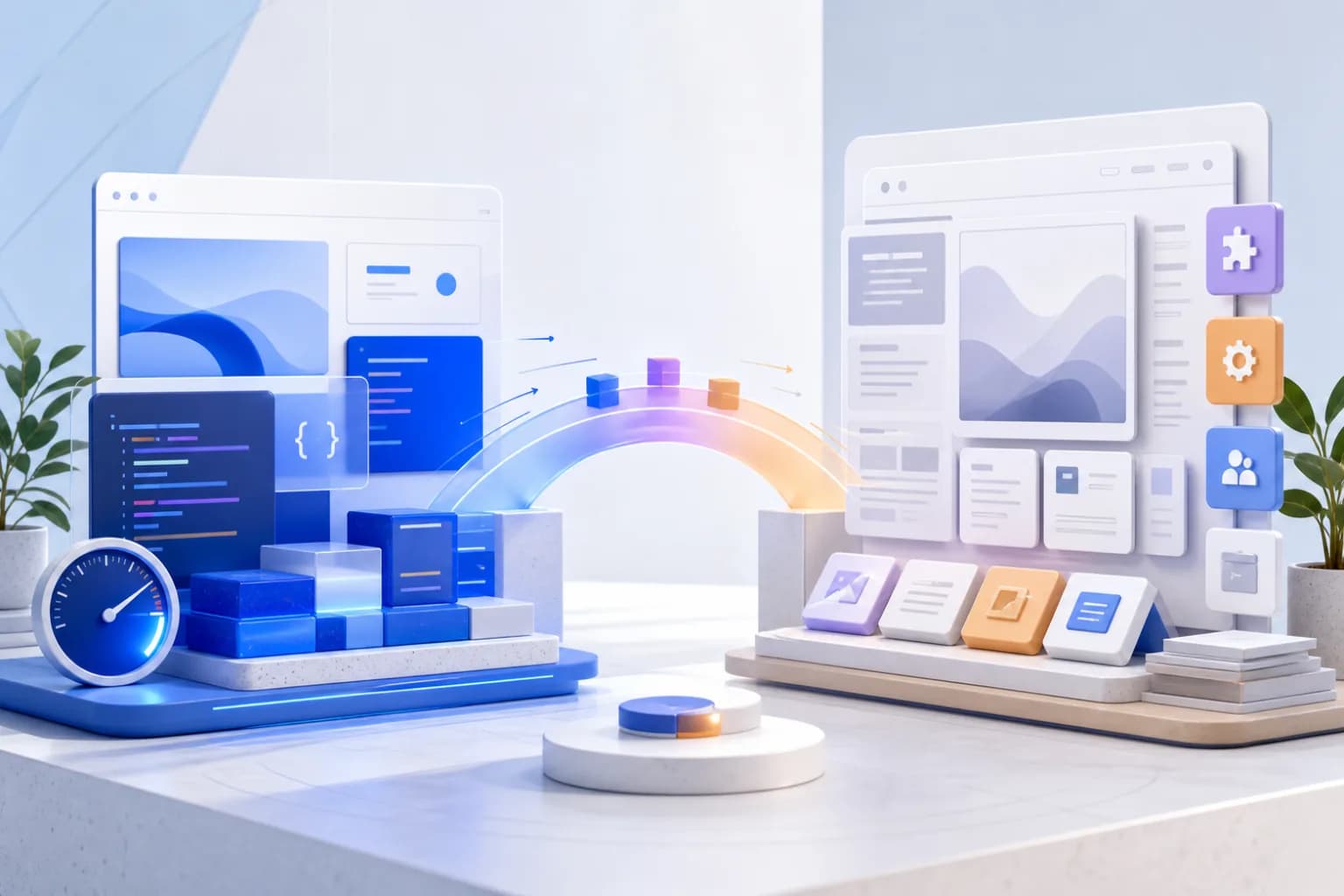 Editorial comparison of a modular high-performance web application and a traditional content management website
