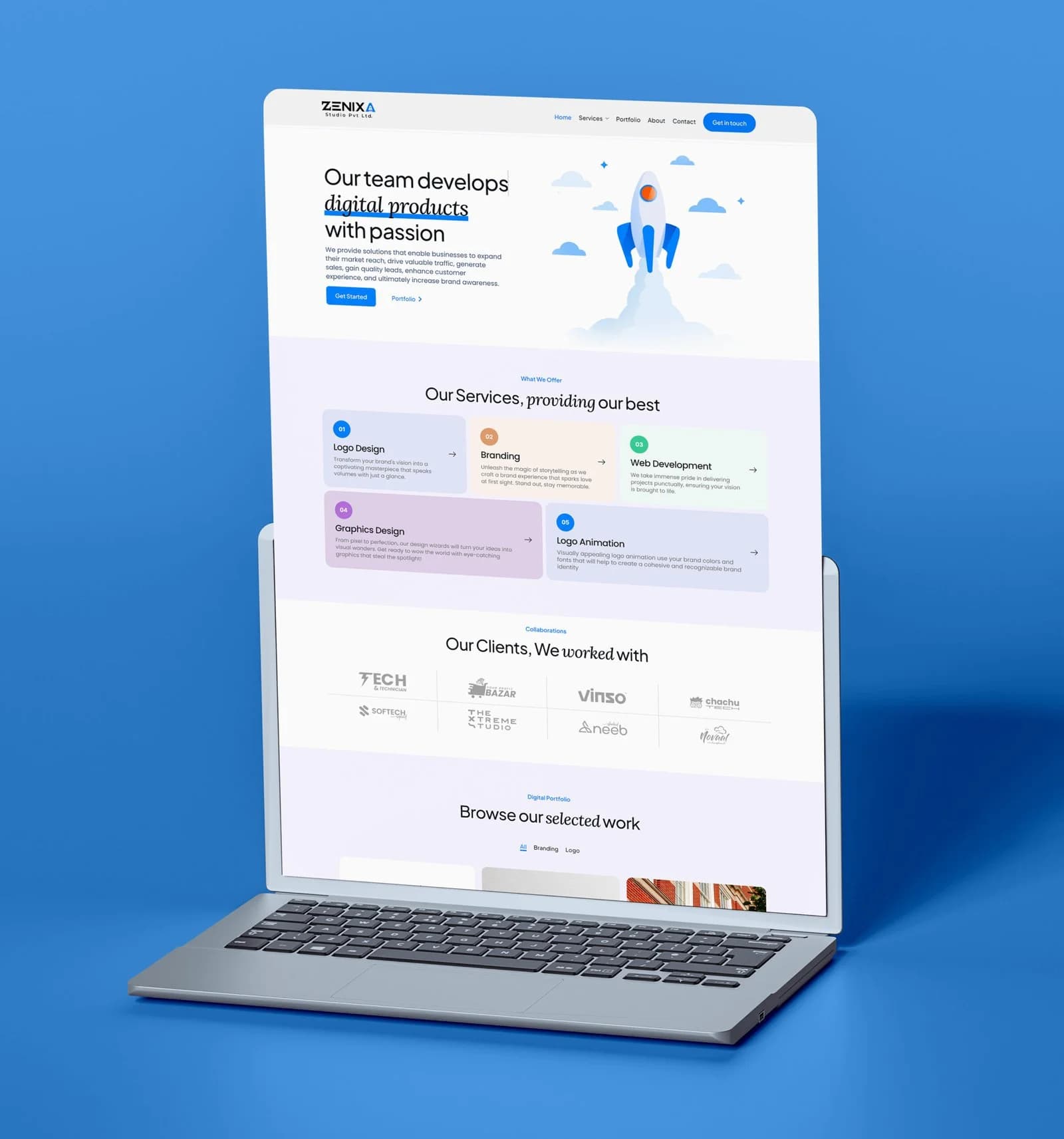 Website development project shown on a laptop